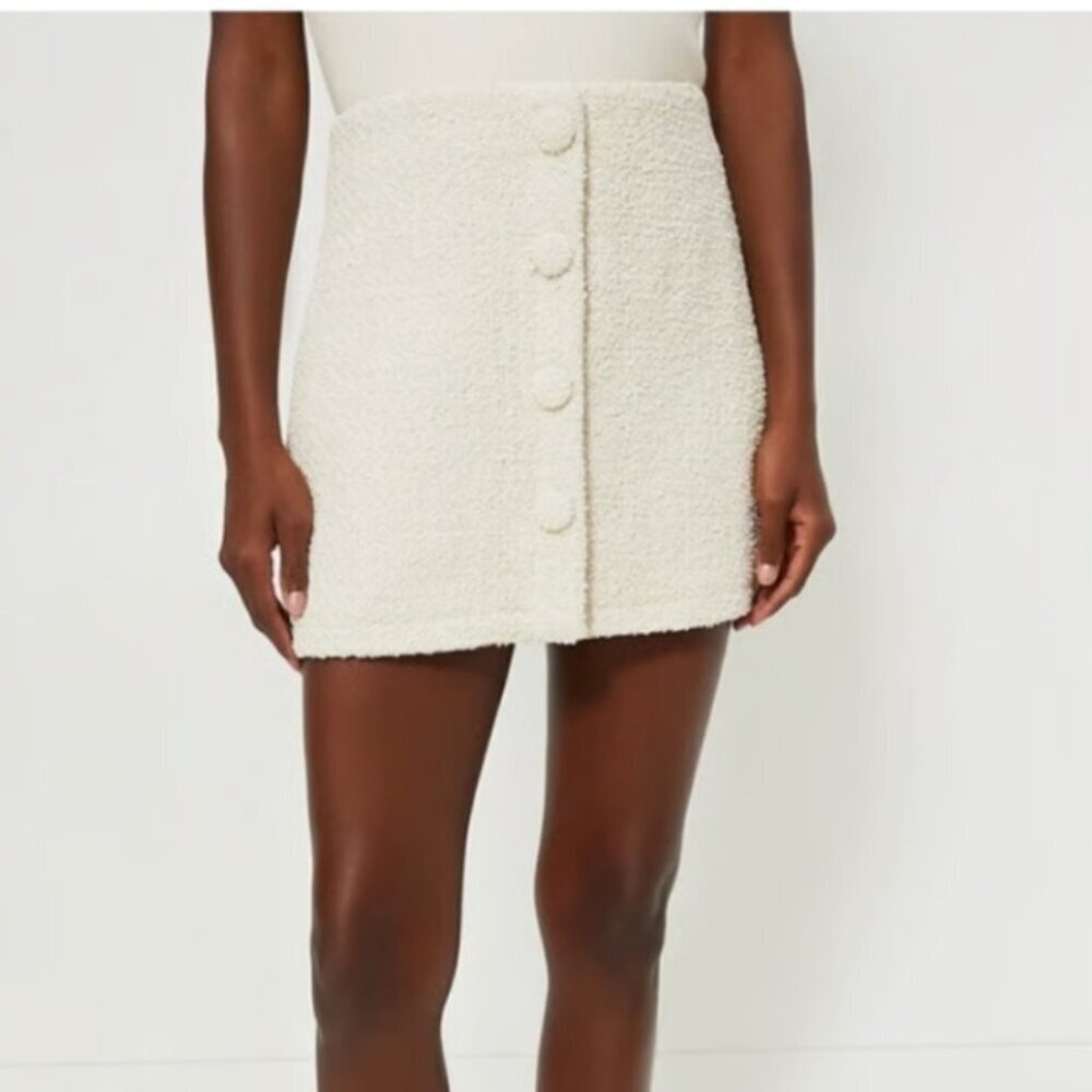 Tuckernuck Scarlet Mini Skirt Button Front Tweed Boucle Ivory Medium NWT New